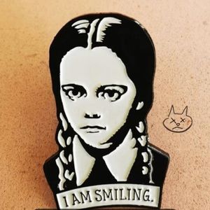 New Wednesday Addams “I am smiling” Metal Brooch Pin